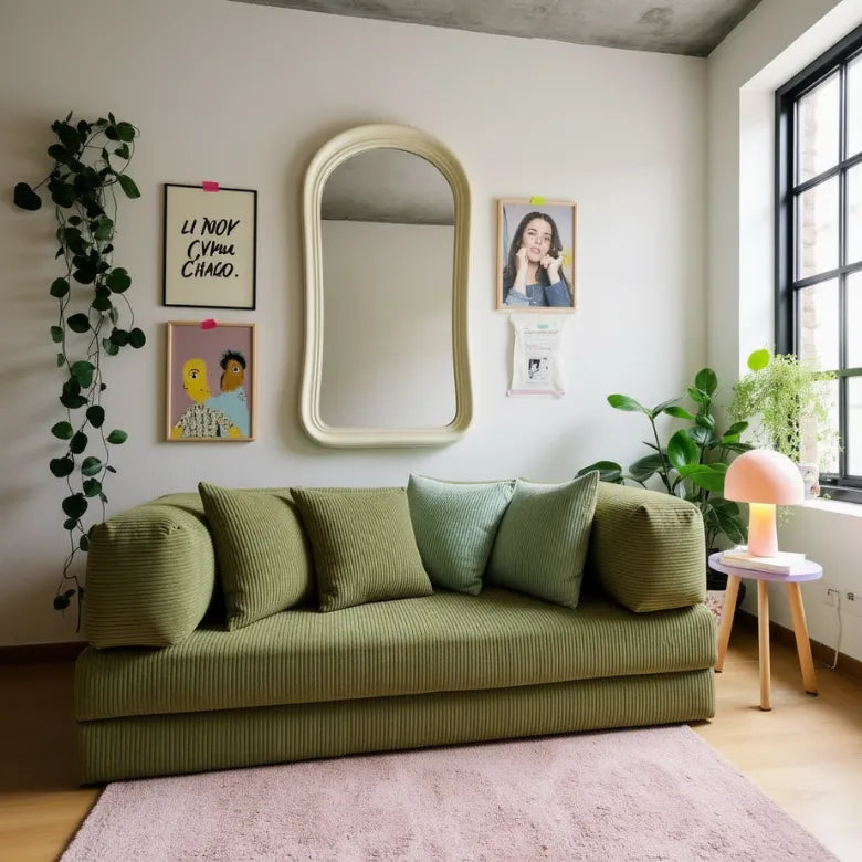 Bloom Sofa Bed in Green Corduroy Fabric - Sofa in a Box