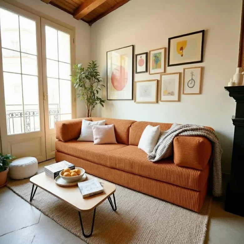 Bloom Sofa Bed in Terracotta Corduroy Fabric - Sofa in a Box