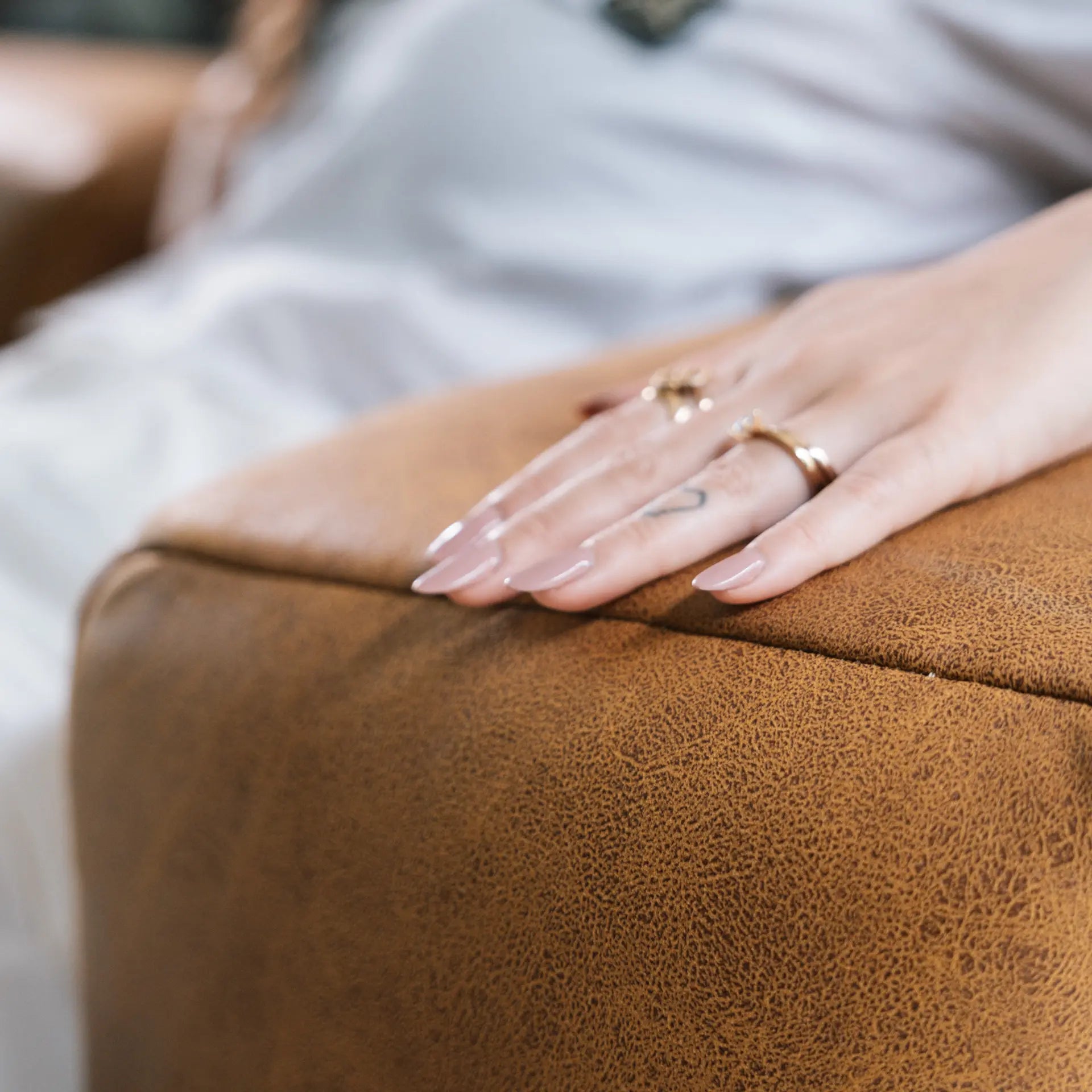 Modular 3-seater sofa in a box, brown poly-leather.
