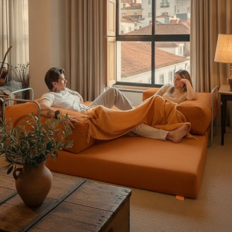 Bloom Sofa Bed in Terracotta Corduroy Fabric - Sofa in a Box