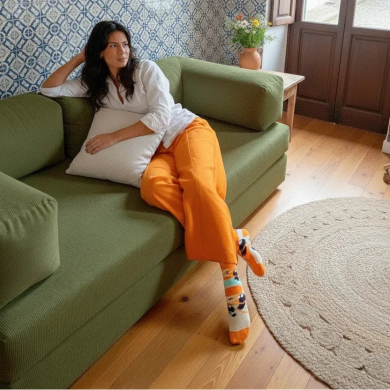 Bloom Sofa Bed in Green Corduroy Fabric - Sofa in a Box