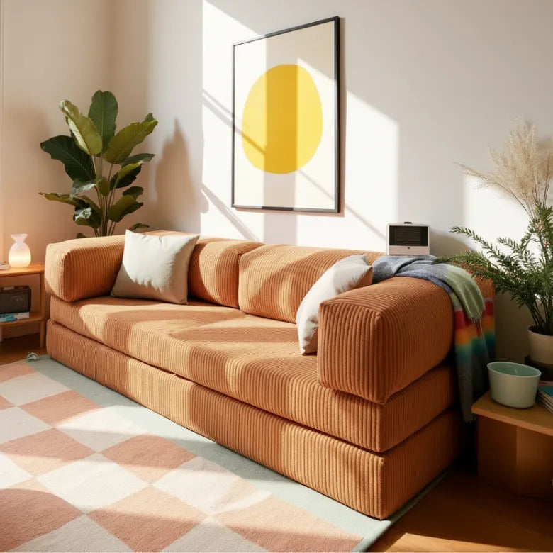 Bloom Sofa Bed in Terracotta Corduroy Fabric - Sofa in a Box