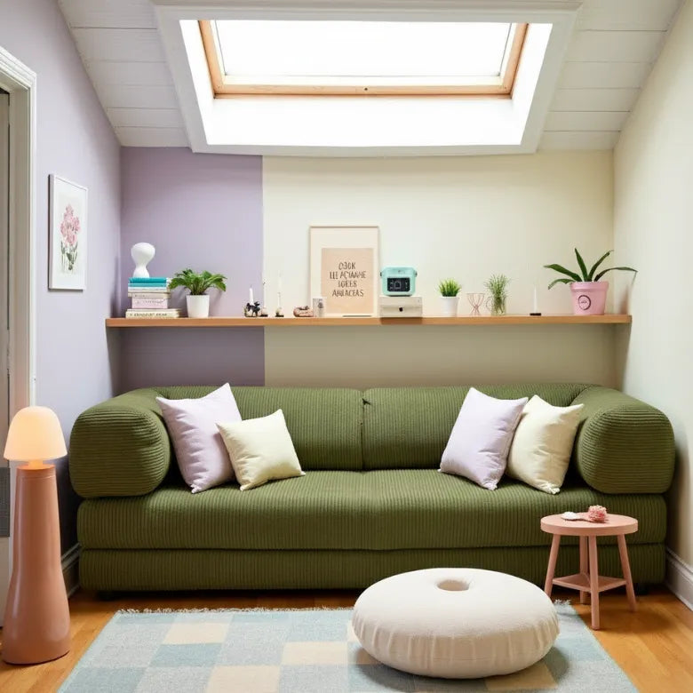 Bloom Sofa Bed in Green Corduroy Fabric - Sofa in a Box