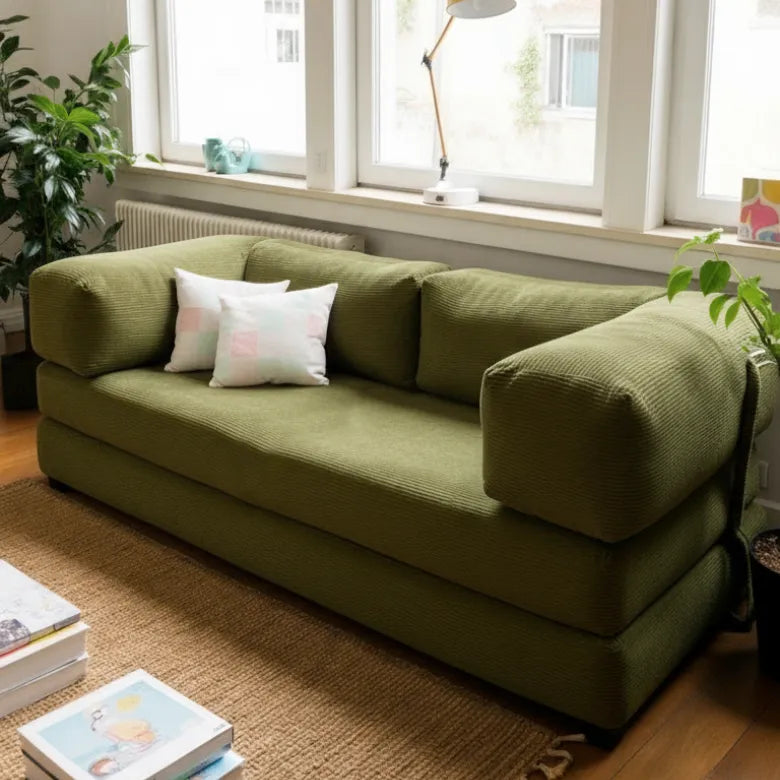 Bloom Sofa Bed in Green Corduroy Fabric - Sofa in a Box