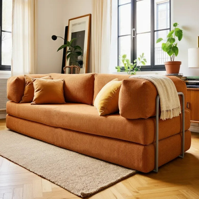 Bloom Sofa Bed in Terracotta Corduroy Fabric - Sofa in a Box
