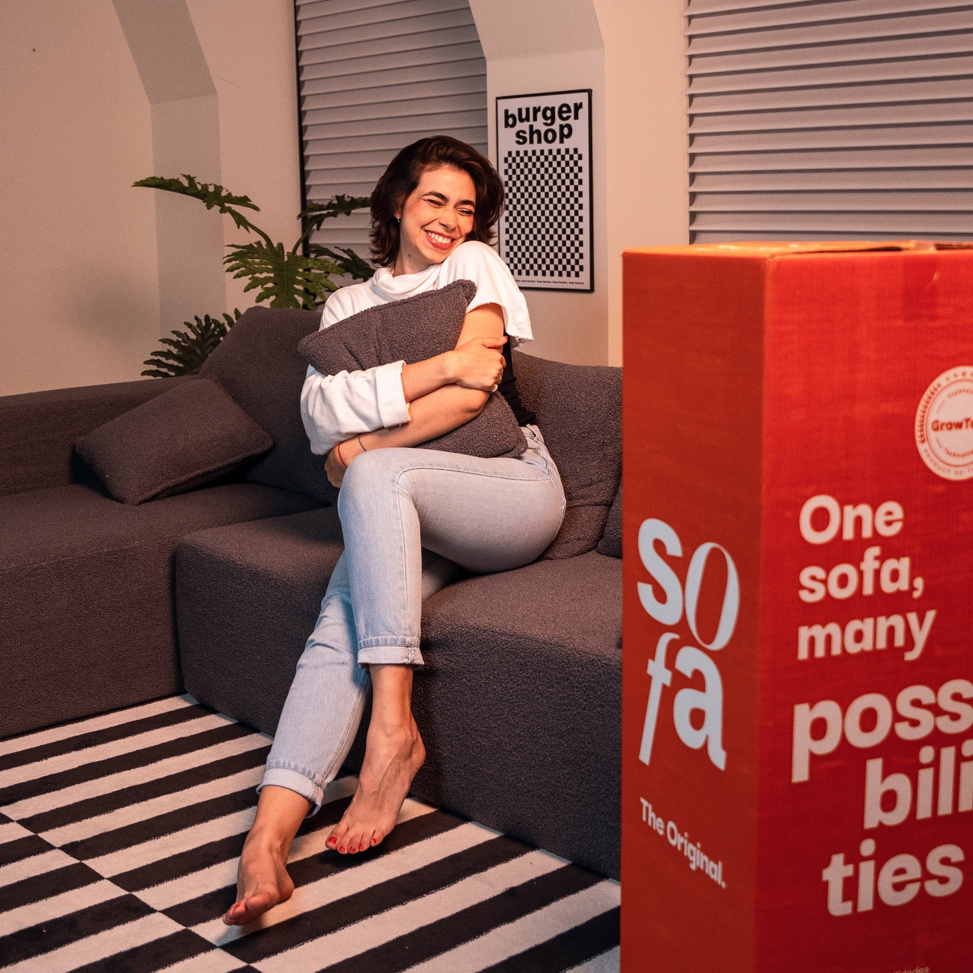 Aran Sofa in Boucle - Gray