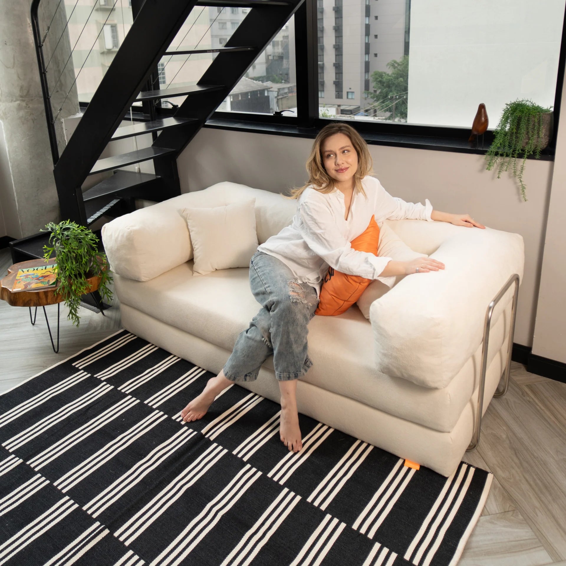 Bloom Sofa Bed in Terracotta Corduroy Fabric - Sofa in a Box