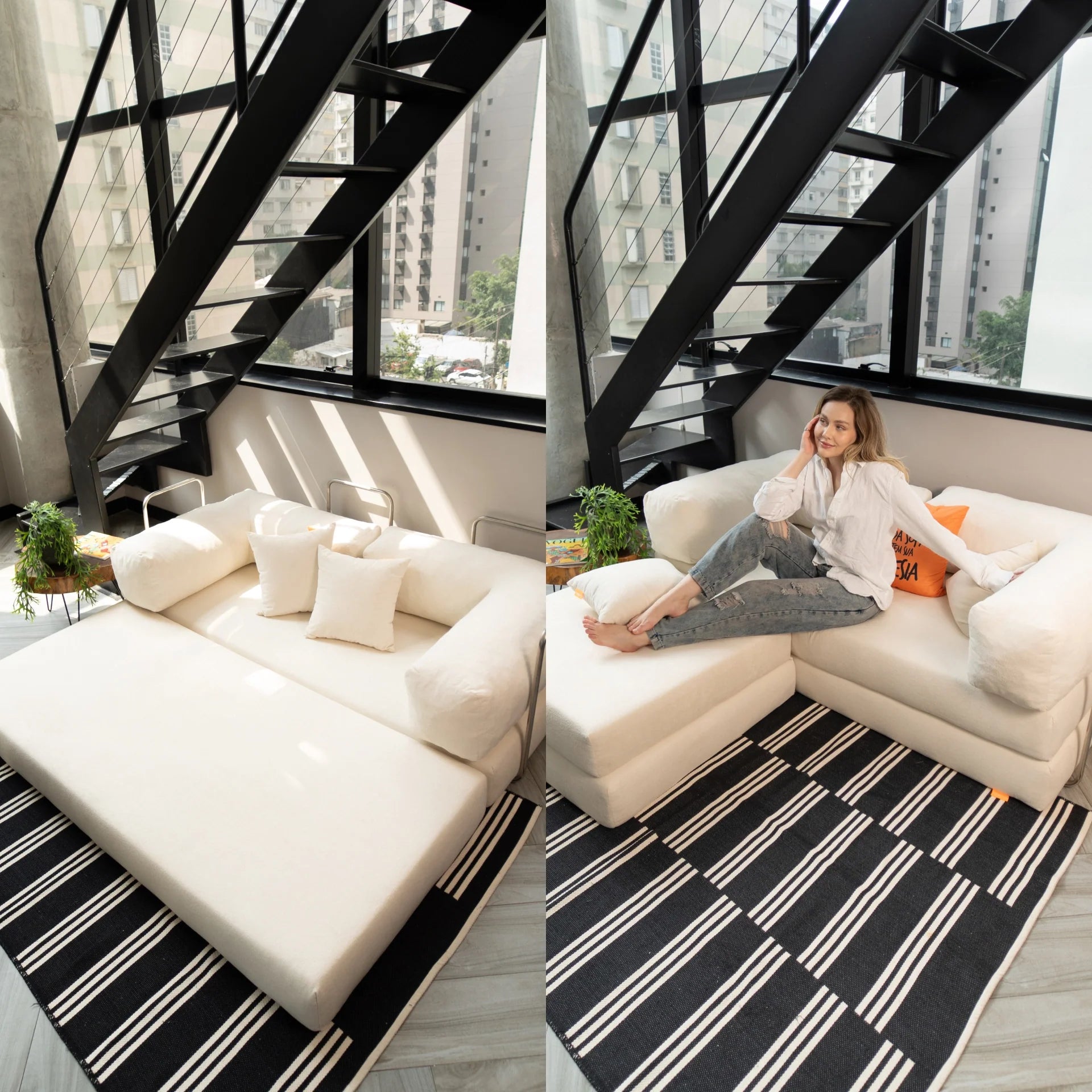 Bloom Sofa Bed in Terracotta Corduroy Fabric - Sofa in a Box