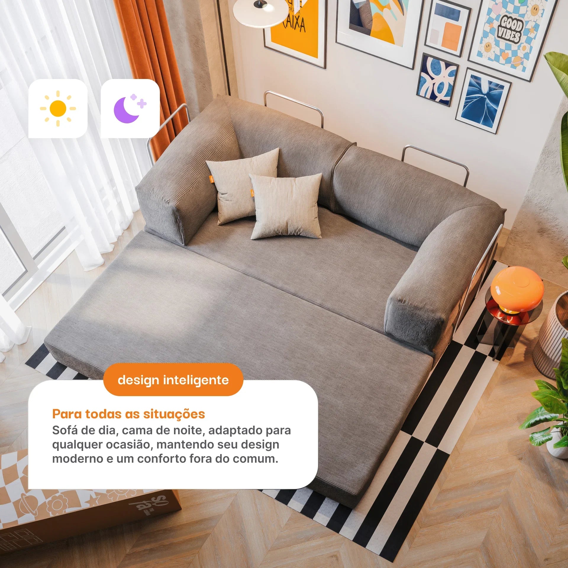 Bloom Sofa Bed Corduroy - Gray