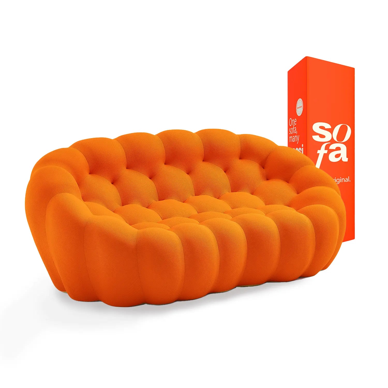 Cosmo 3-seater sofa in a box, in Boucle - Orange
