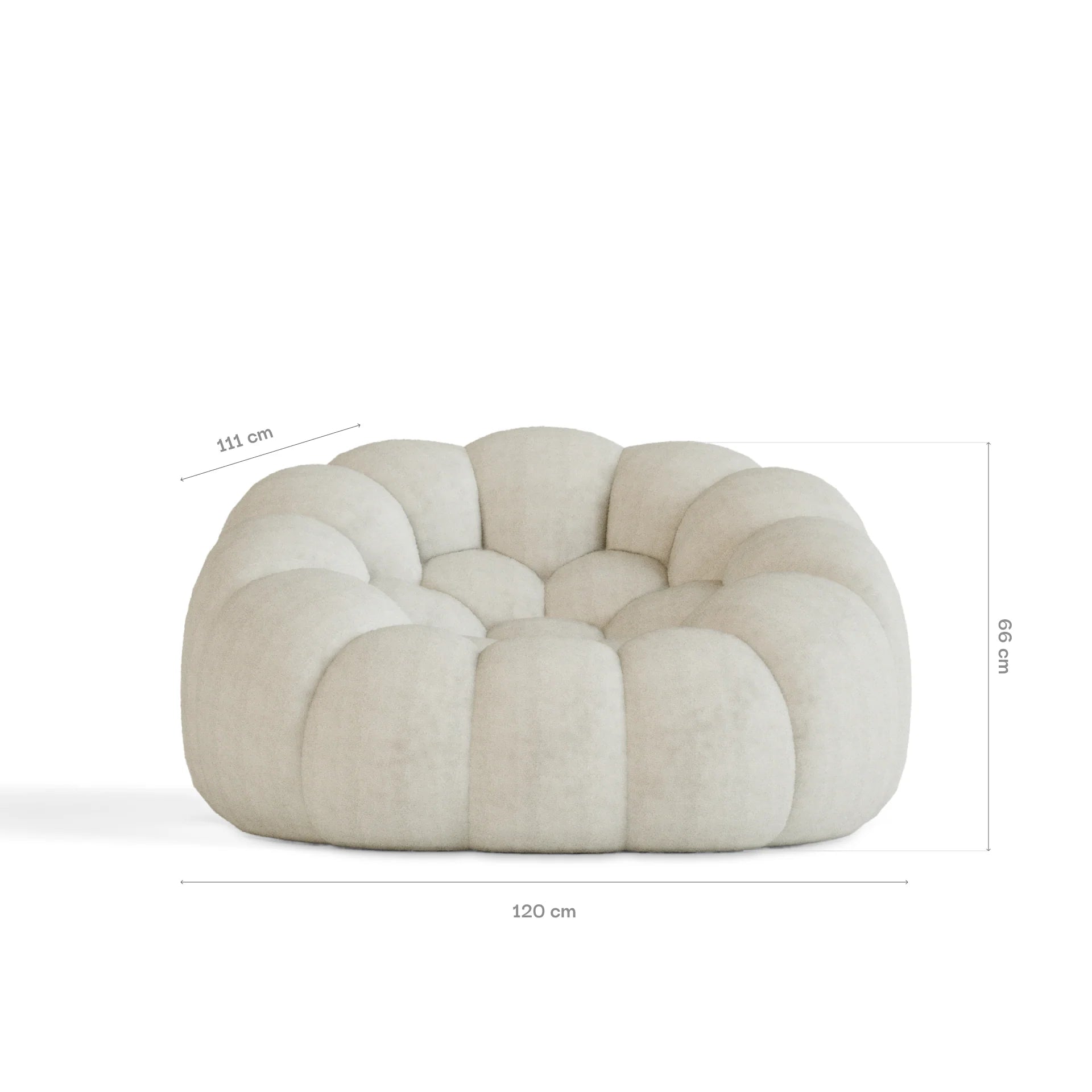 Cosmo 1-seater sofa in a box, in Boucle Linen.