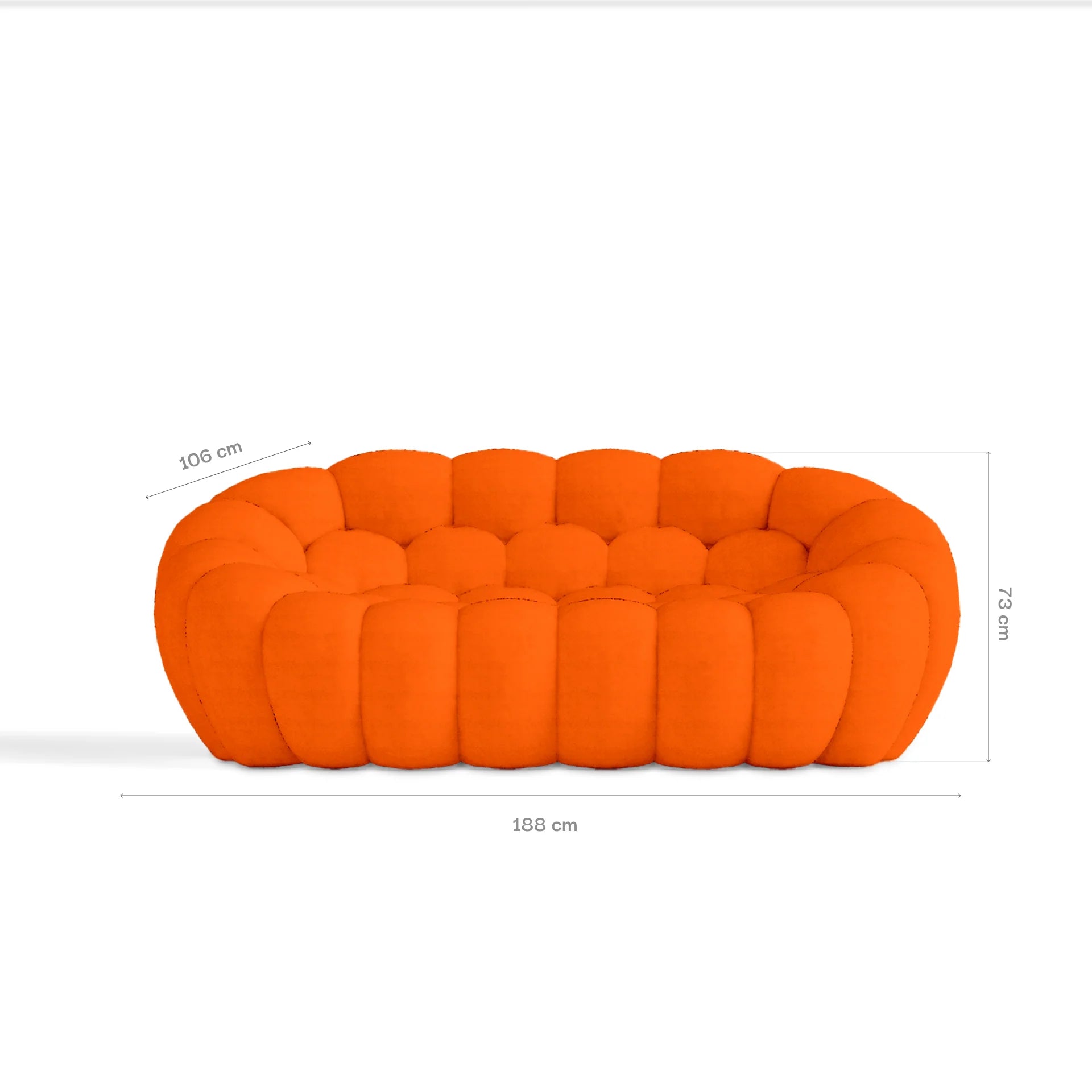 Cosmo 3-seater sofa in a box, in Boucle - Orange