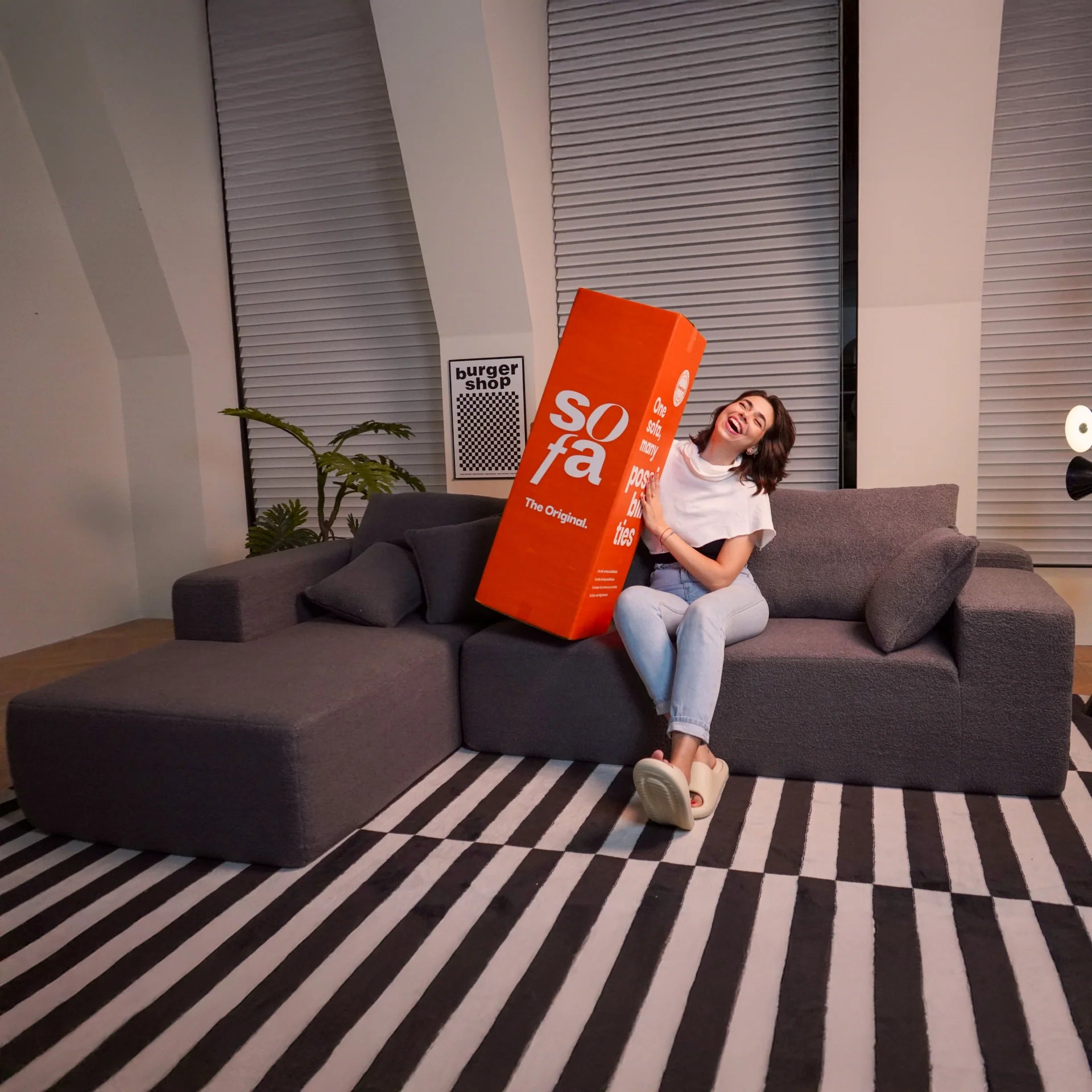 Aran Sofa in Boucle - Gray