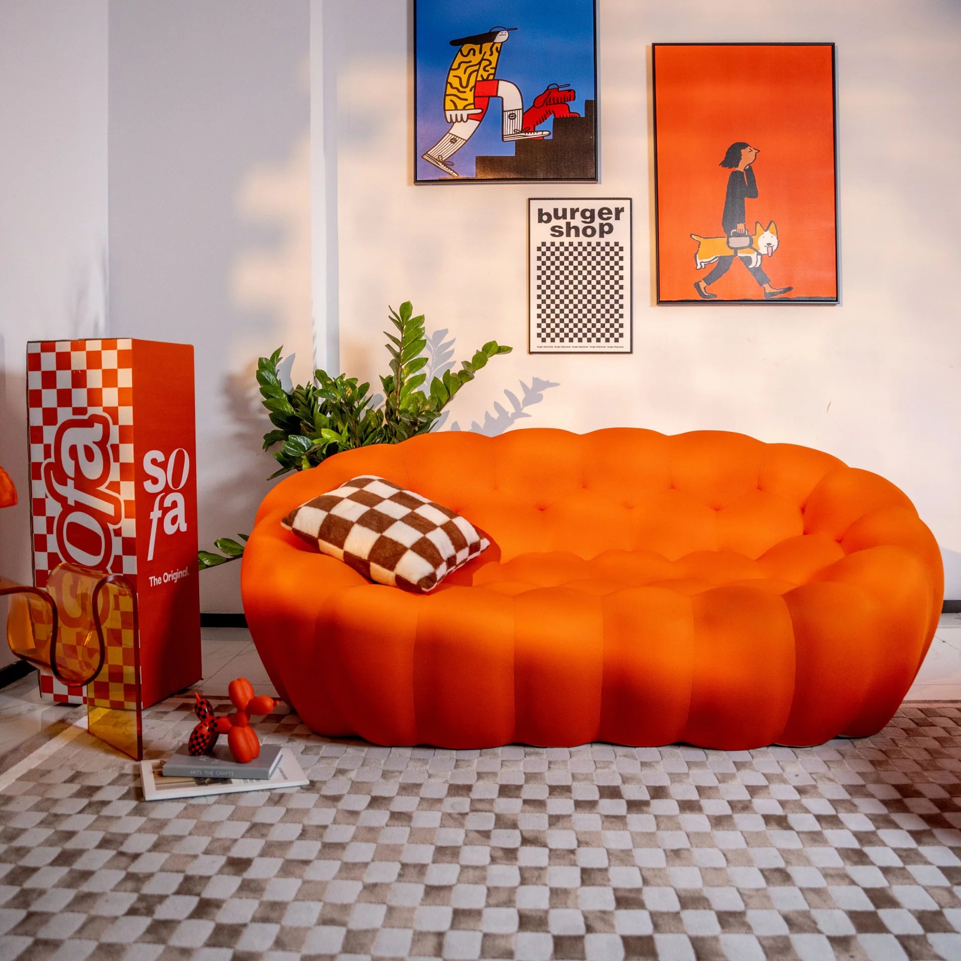 Cosmo 3-seater sofa in a box, in Boucle - Orange