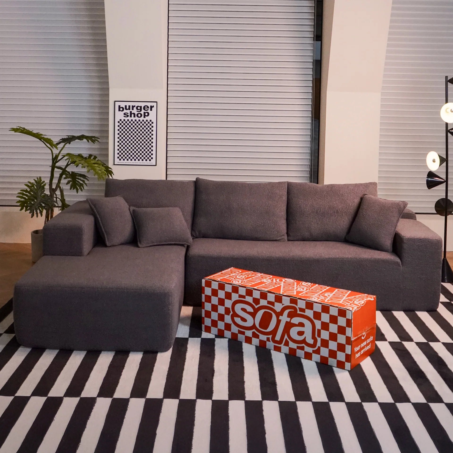 Aran Sofa in Boucle - Gray