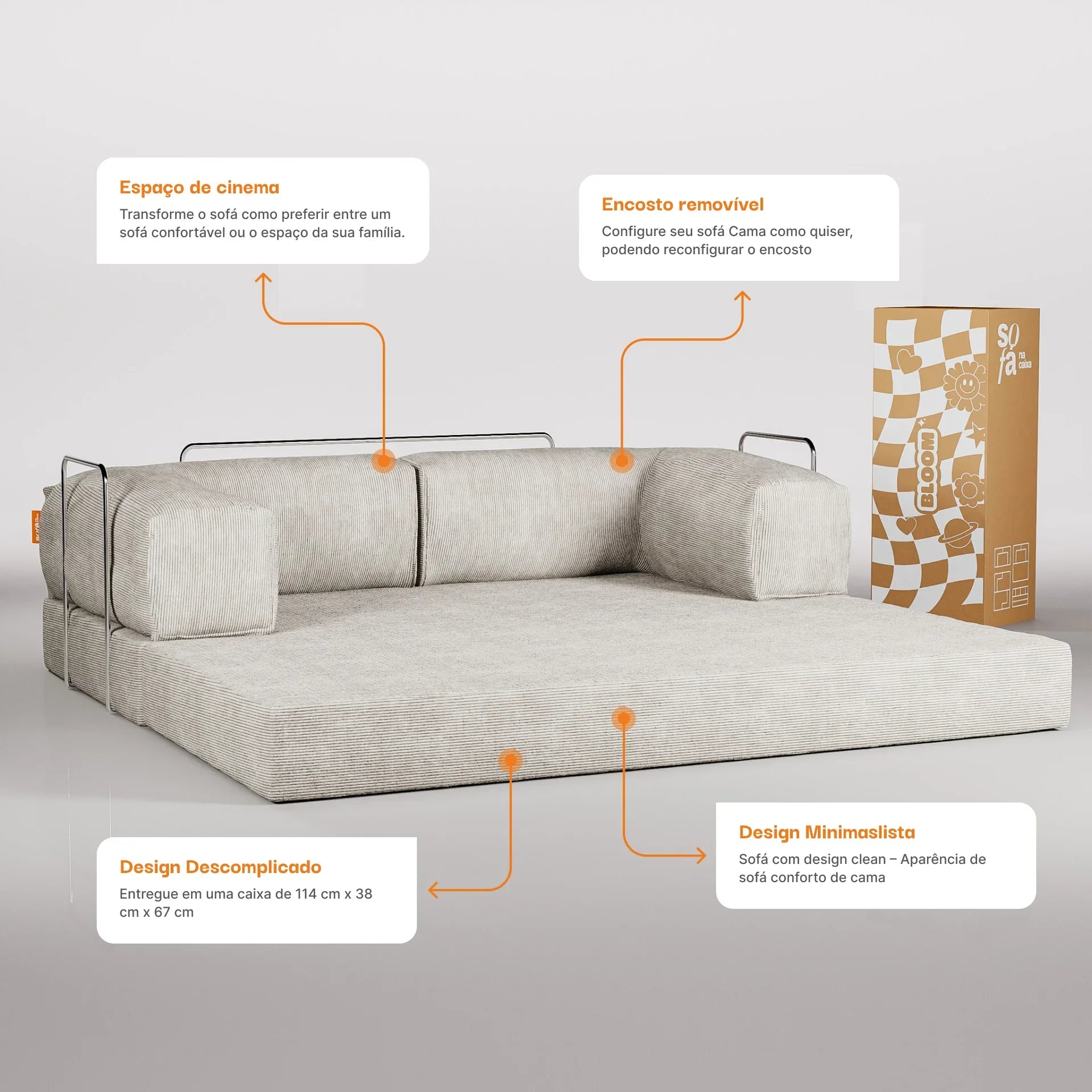 Bloom Sofa Bed in a Box - Corduroy Linen