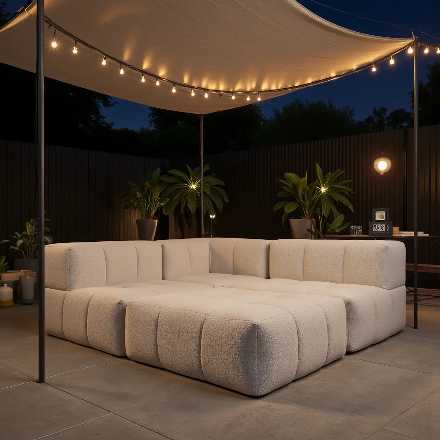 Footrest in Boucle - Sofa in a Box - Linen