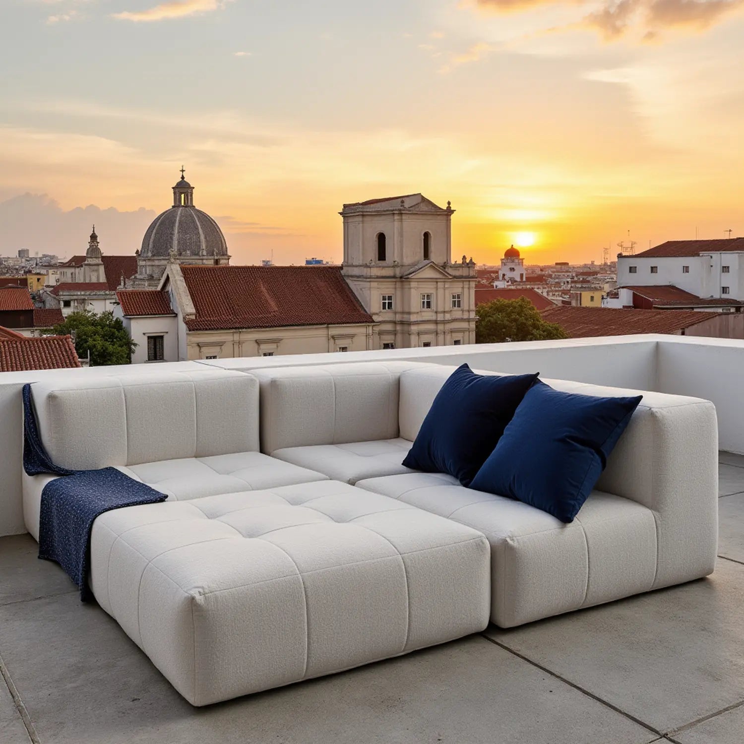 Footrest in Boucle - Sofa in a Box - Linen