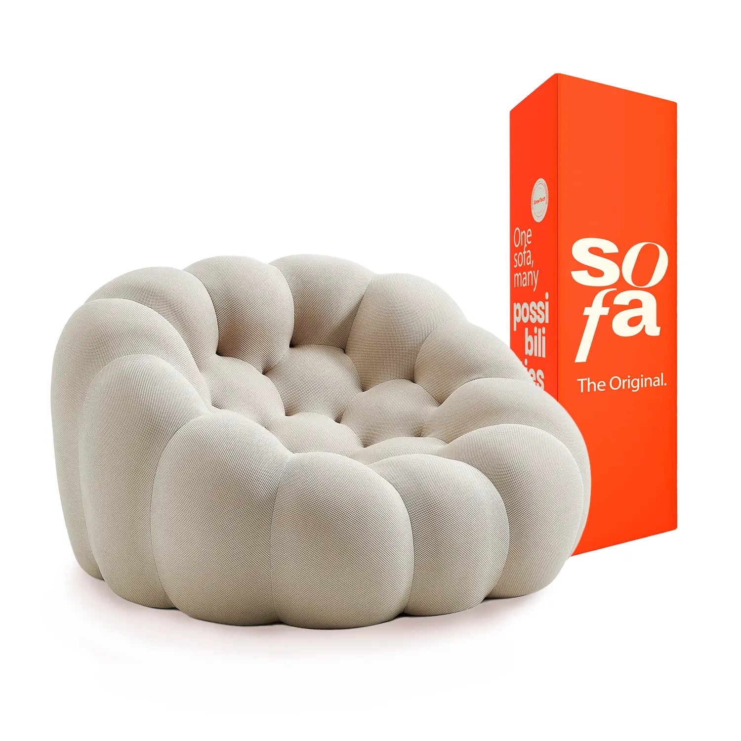 Cosmo 1-seater sofa in a box, in Boucle Linen.