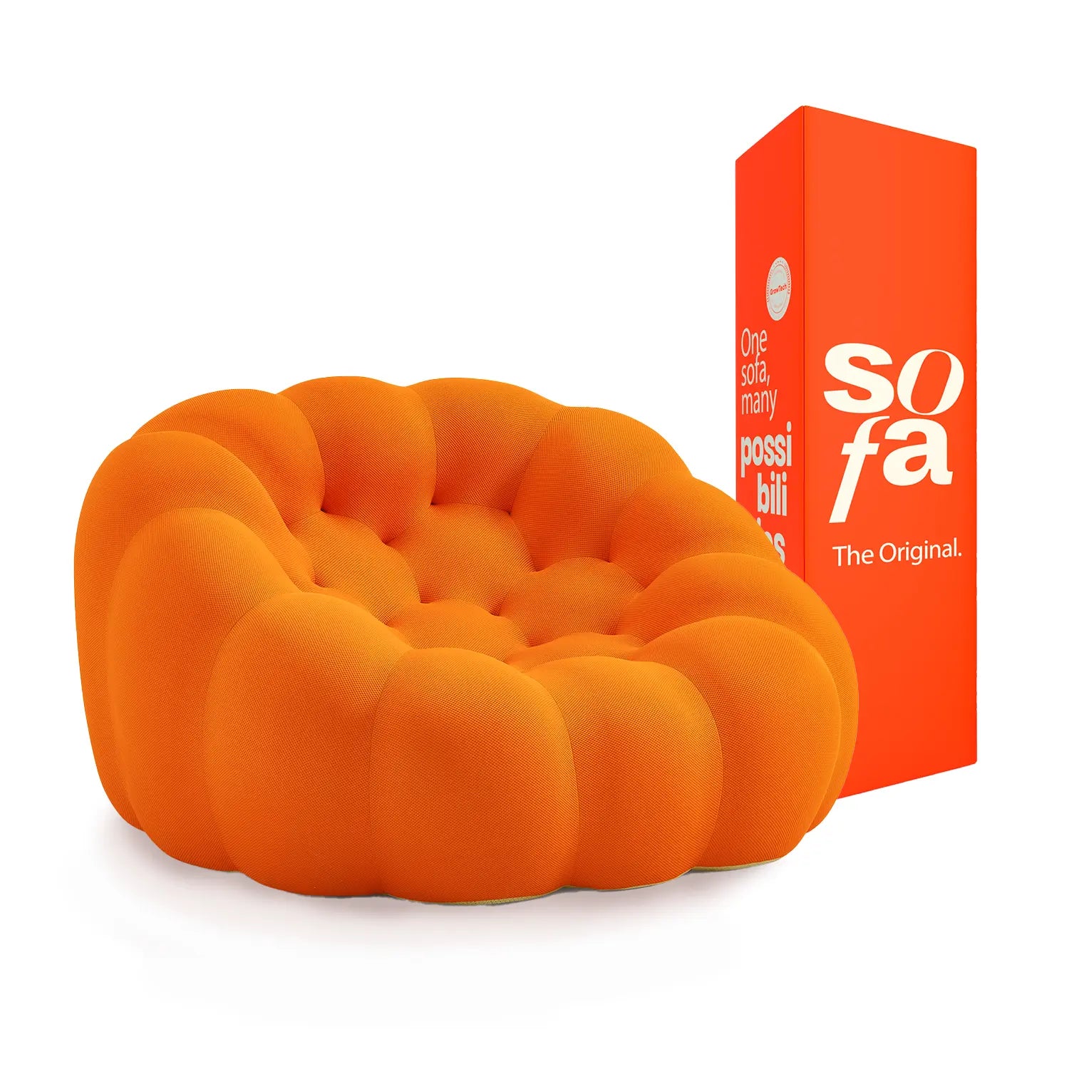 Cosmo 1-seater sofa in a box, in Boucle - Orange