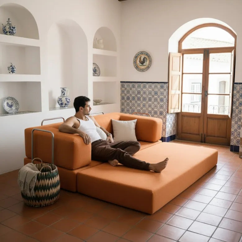 Bloom Sofa Bed in Terracotta Corduroy Fabric - Sofa in a Box