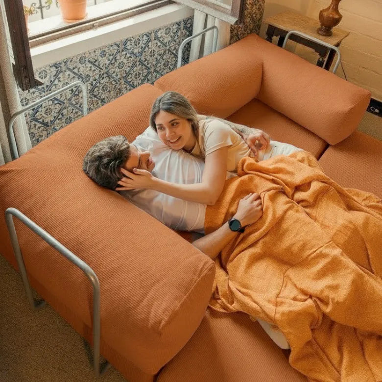 Bloom Sofa Bed in Terracotta Corduroy Fabric - Sofa in a Box