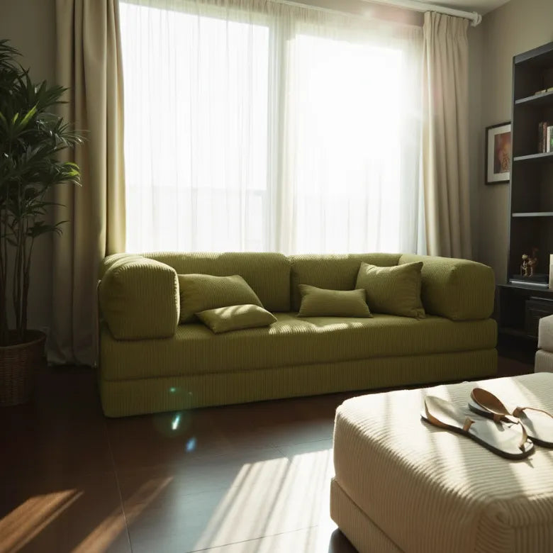 Bloom Sofa Bed in Green Corduroy Fabric - Sofa in a Box