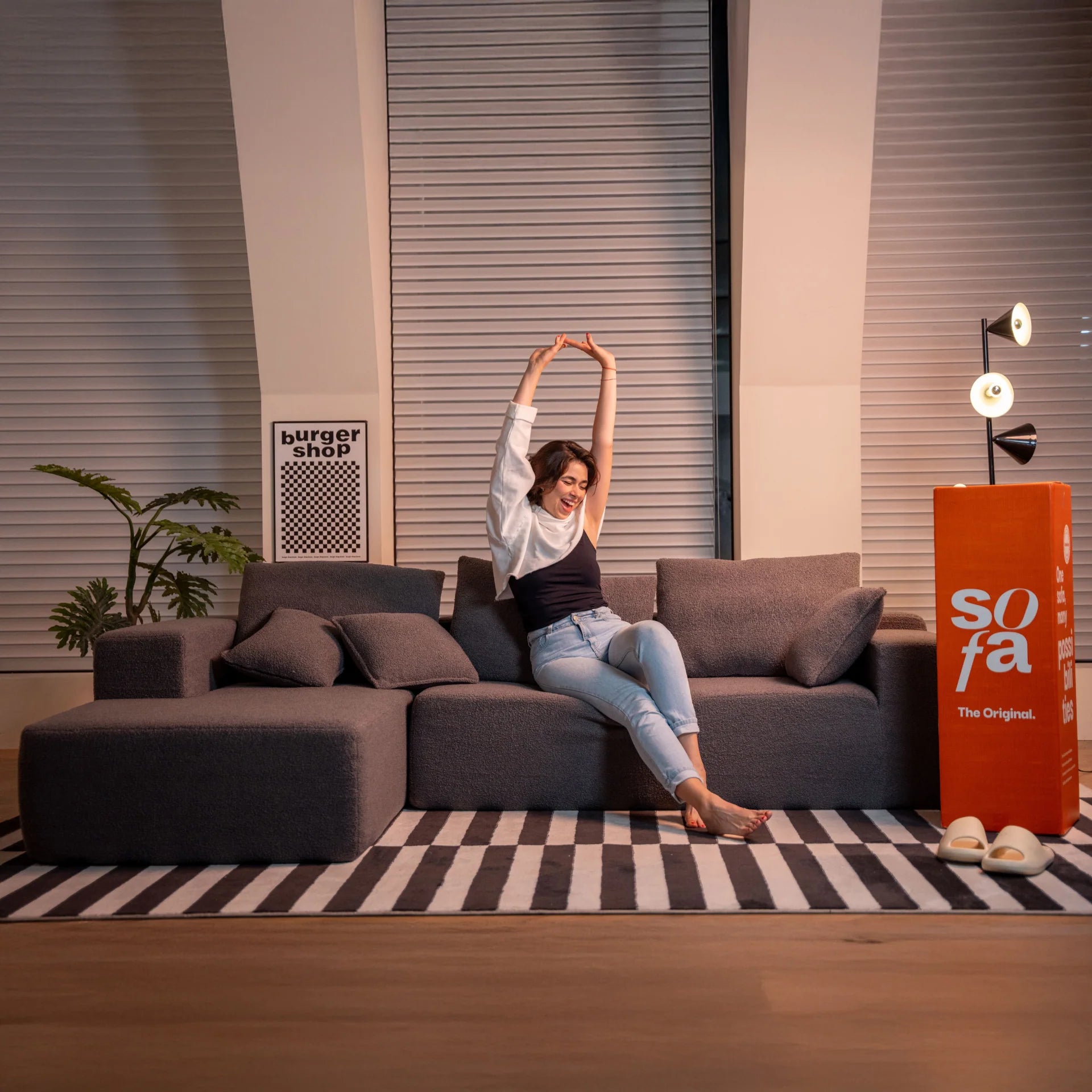 Aran Sofa in Boucle - Gray