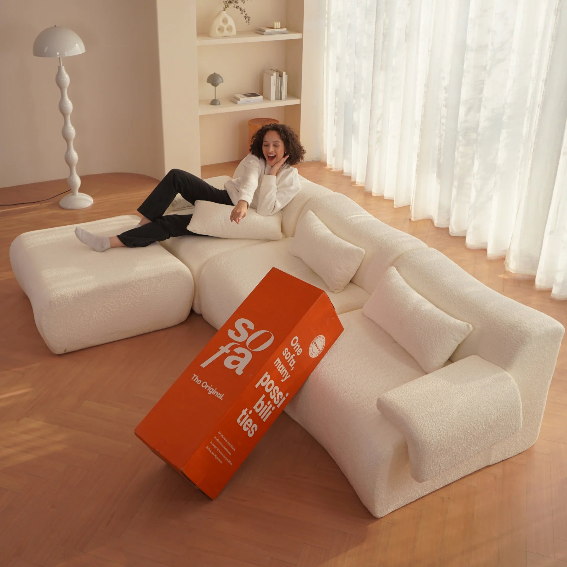 <tc>Sofa en la Caja</tc> Horizonte en Boucle - Lino