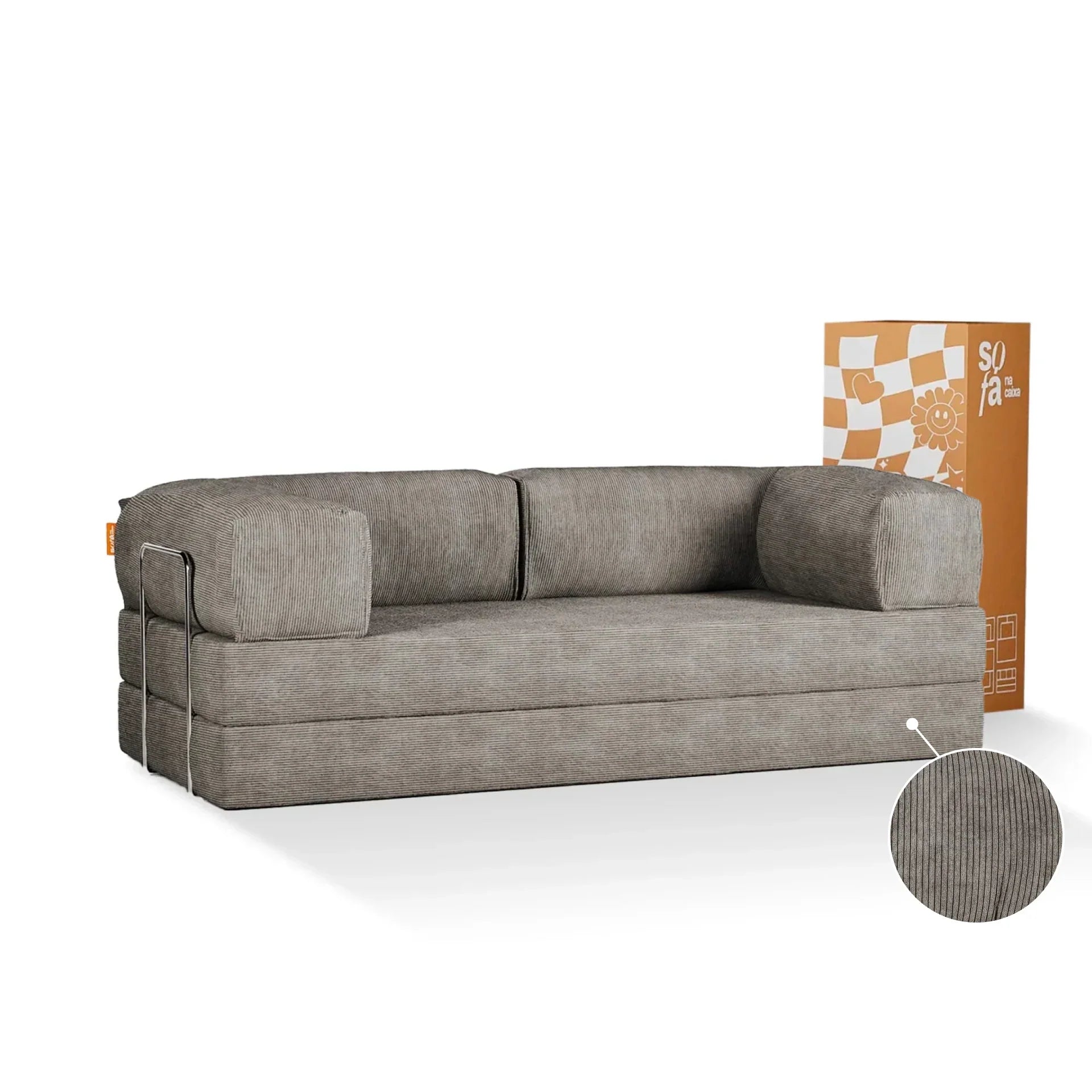 <tc>Sofa en la Caja</tc> Sofá cama Bloom de pana - Gris