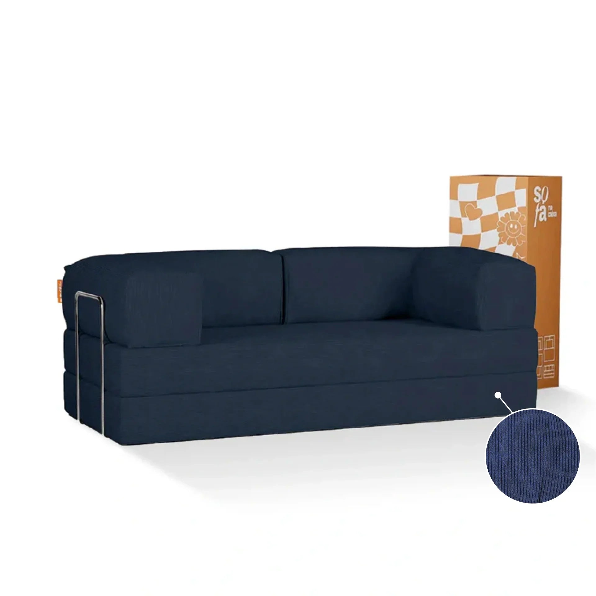 <tc>Sofa en la Caja</tc> Sofá cama Bloom de pana - Azul