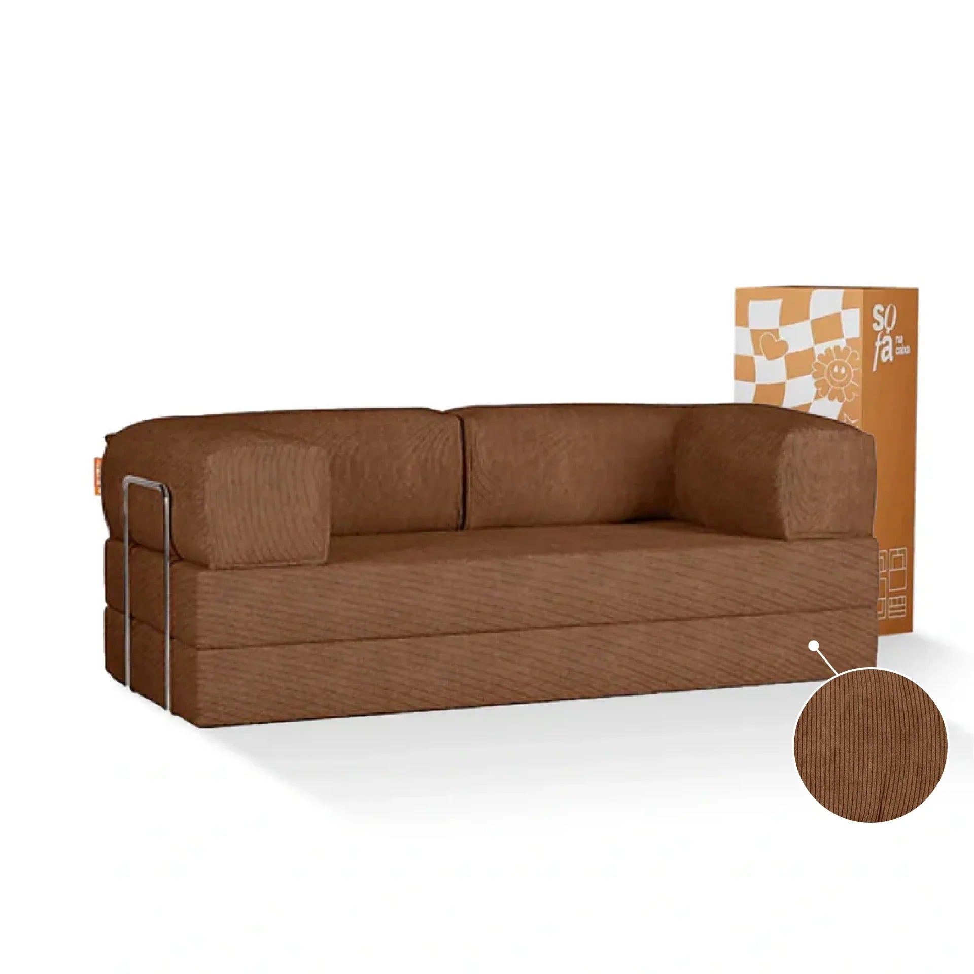 <tc>Sofa en la Caja</tc> Sofá cama Bloom de pana - Marrón