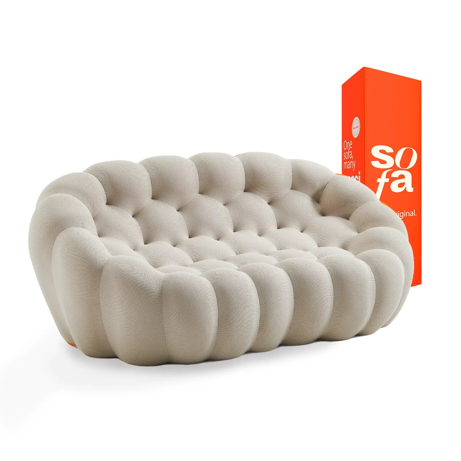 <tc>Sofa en la Caja</tc> cosmo 3 plazas en Boucle - Lino