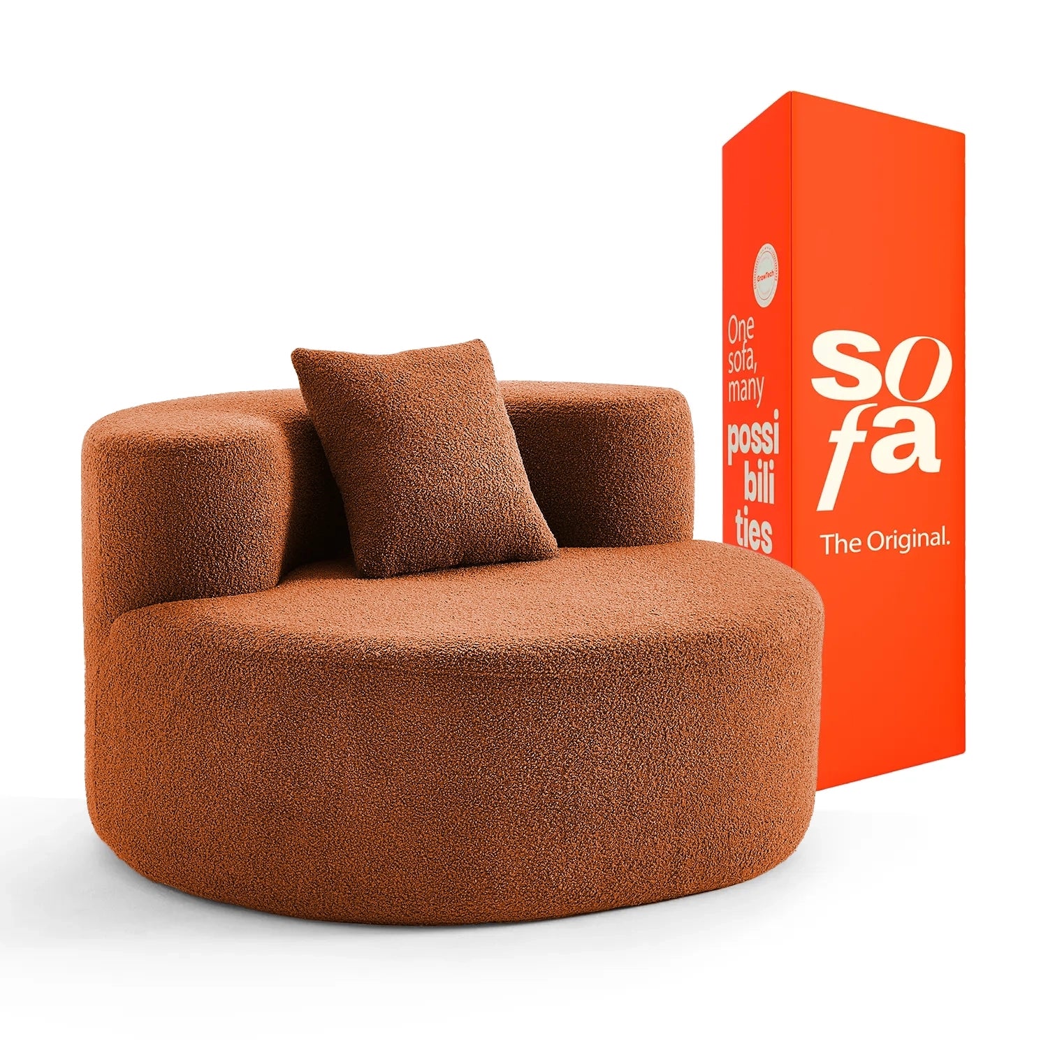 <tc>Sofa en la Caja</tc> Silla Dunne en Boucle - Naranja