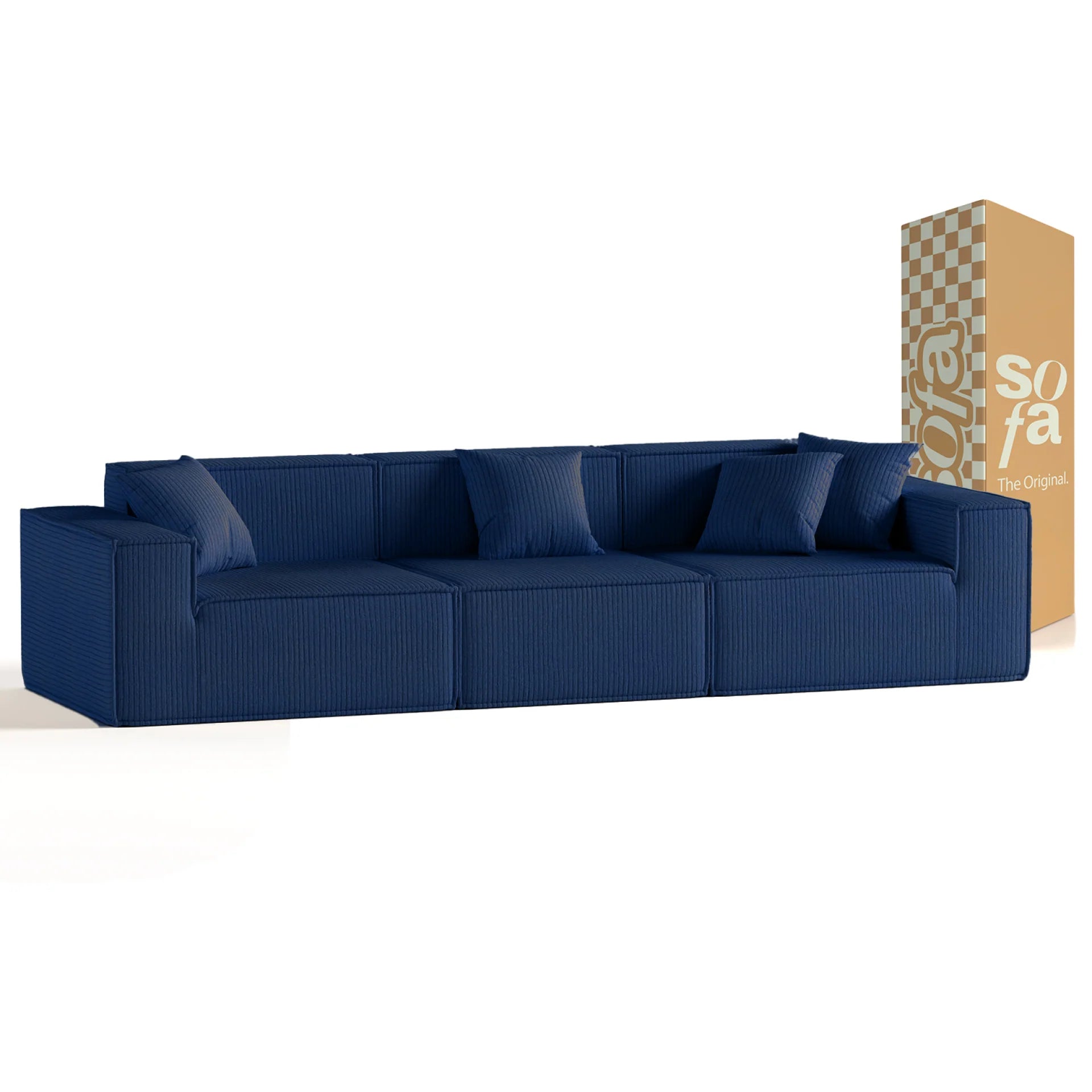 <tc>Sofa en la Caja</tc> Pelion 3 asientos en Boucle - Azul