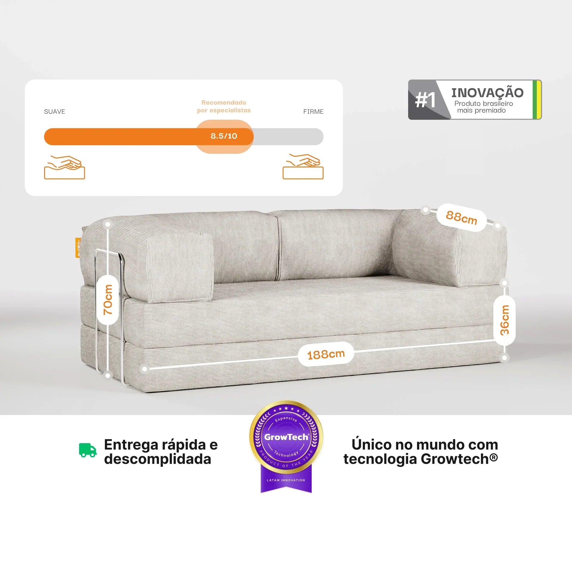 <tc>Sofa en la Caja</tc> Sofá Cama Bloom Pana - Lino