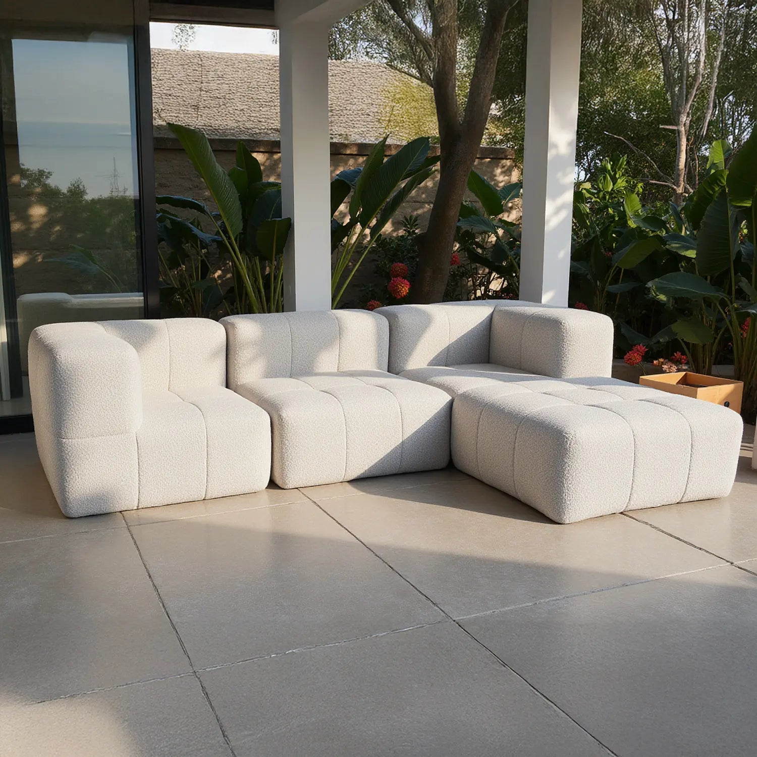 Footrest in Boucle - Sofa in a Box - Linen