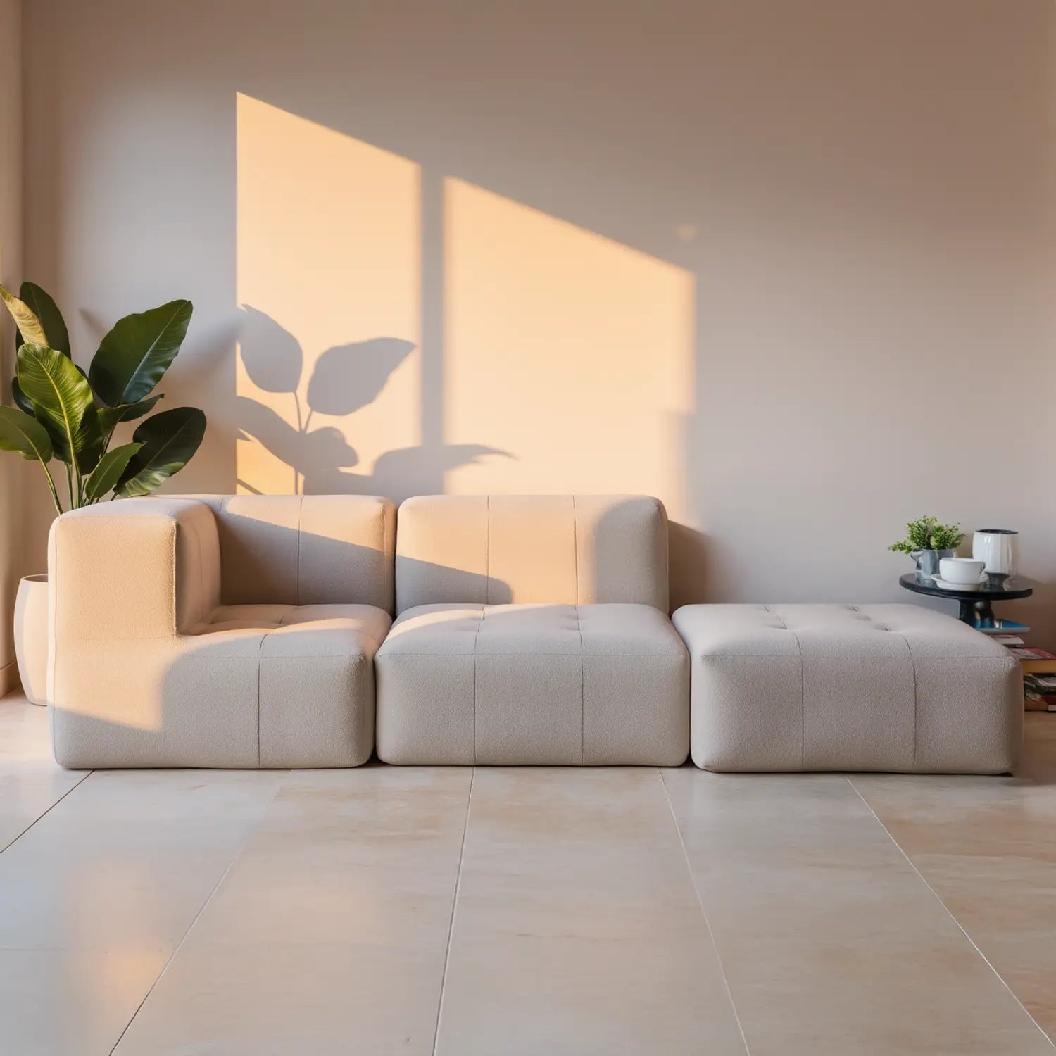 Footrest in Boucle - Sofa in a Box - Linen