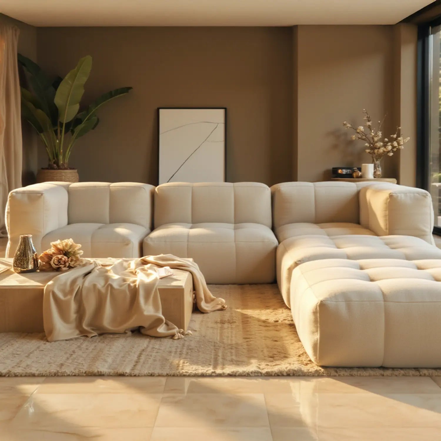 Footrest in Boucle - Sofa in a Box - Linen