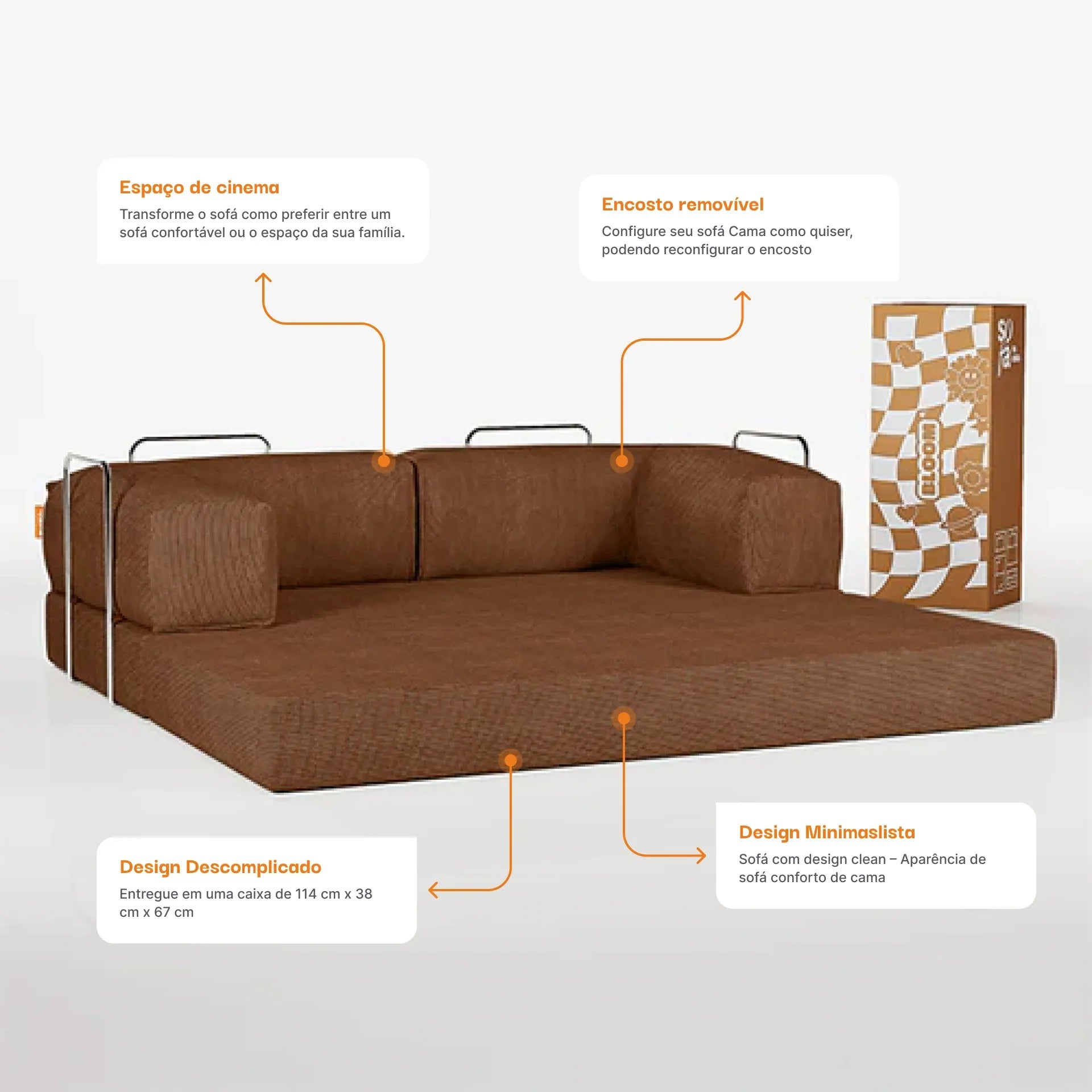 <tc>Sofa en la Caja</tc> Sofá cama Bloom de pana - Marrón