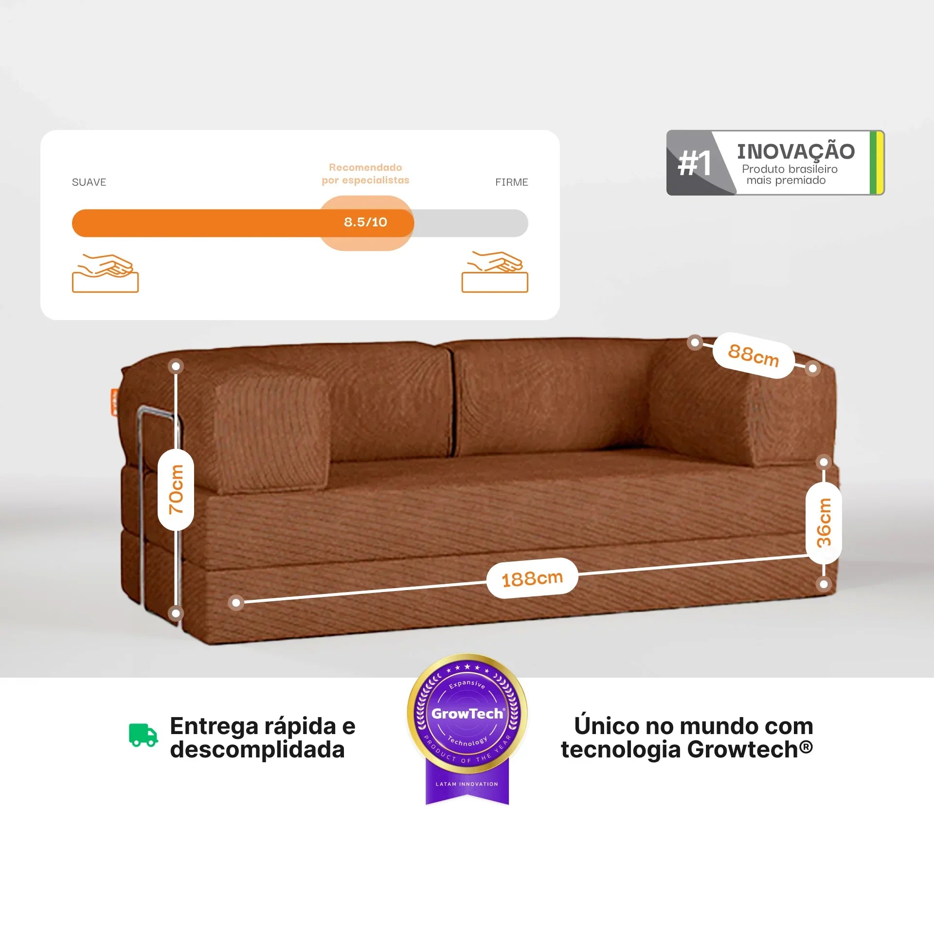 <tc>Sofa en la Caja</tc> Sofá cama Bloom de pana - Marrón