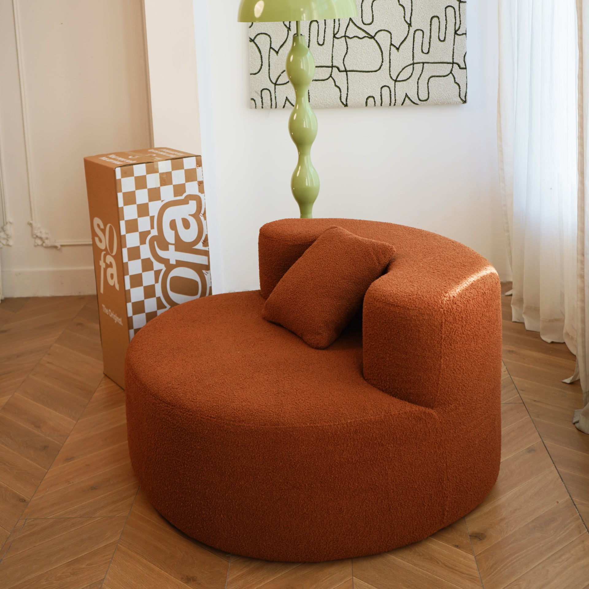 <tc>Sofa en la Caja</tc> Silla Dunne en Boucle - Naranja