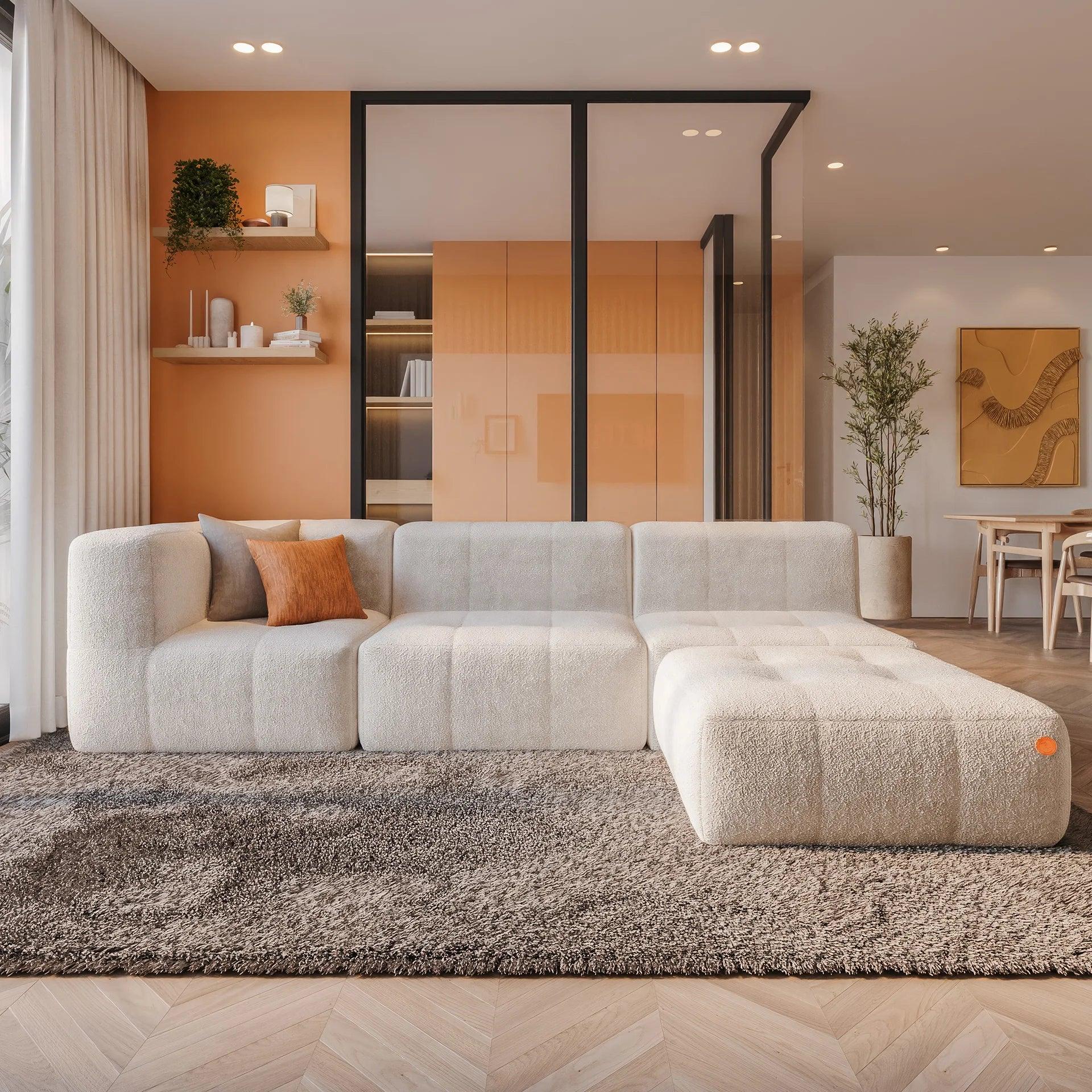 Footrest in Boucle - Sofa in a Box - Linen